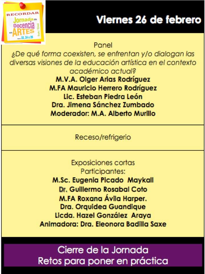 Hoy a las 8am, en el auditorio de la Facultad de Bellas Artes.